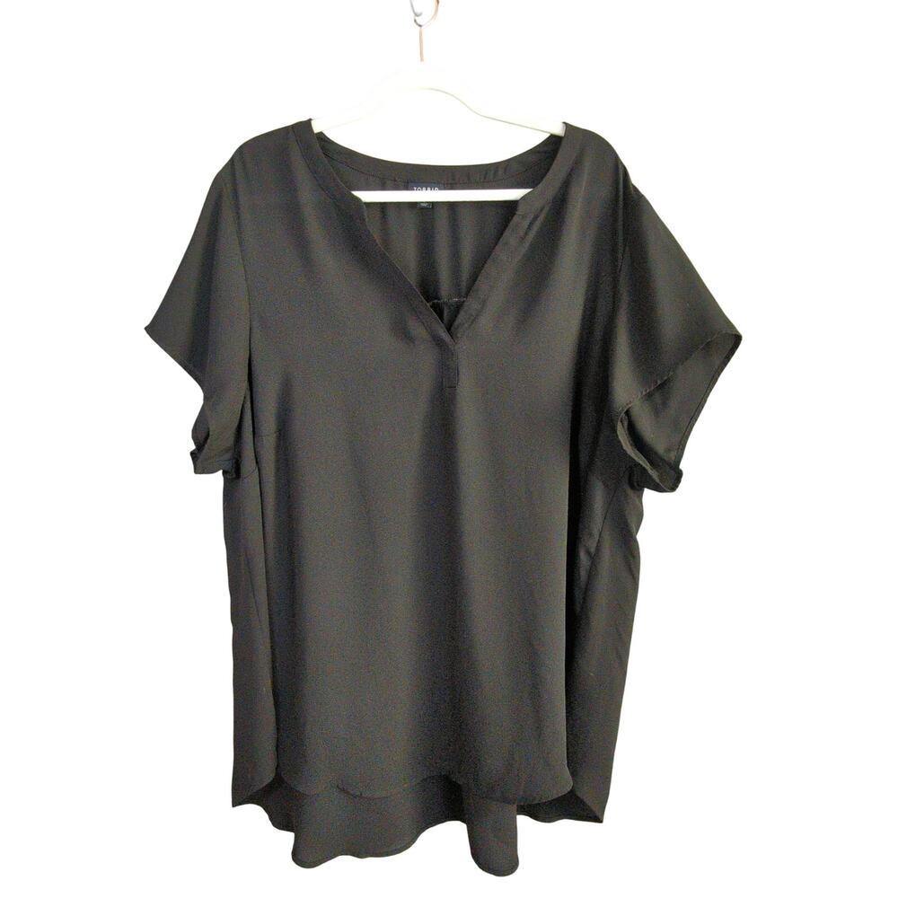 Torrid Top Womens 3X‎ Black Flowy V Neck Flutter Sleeve